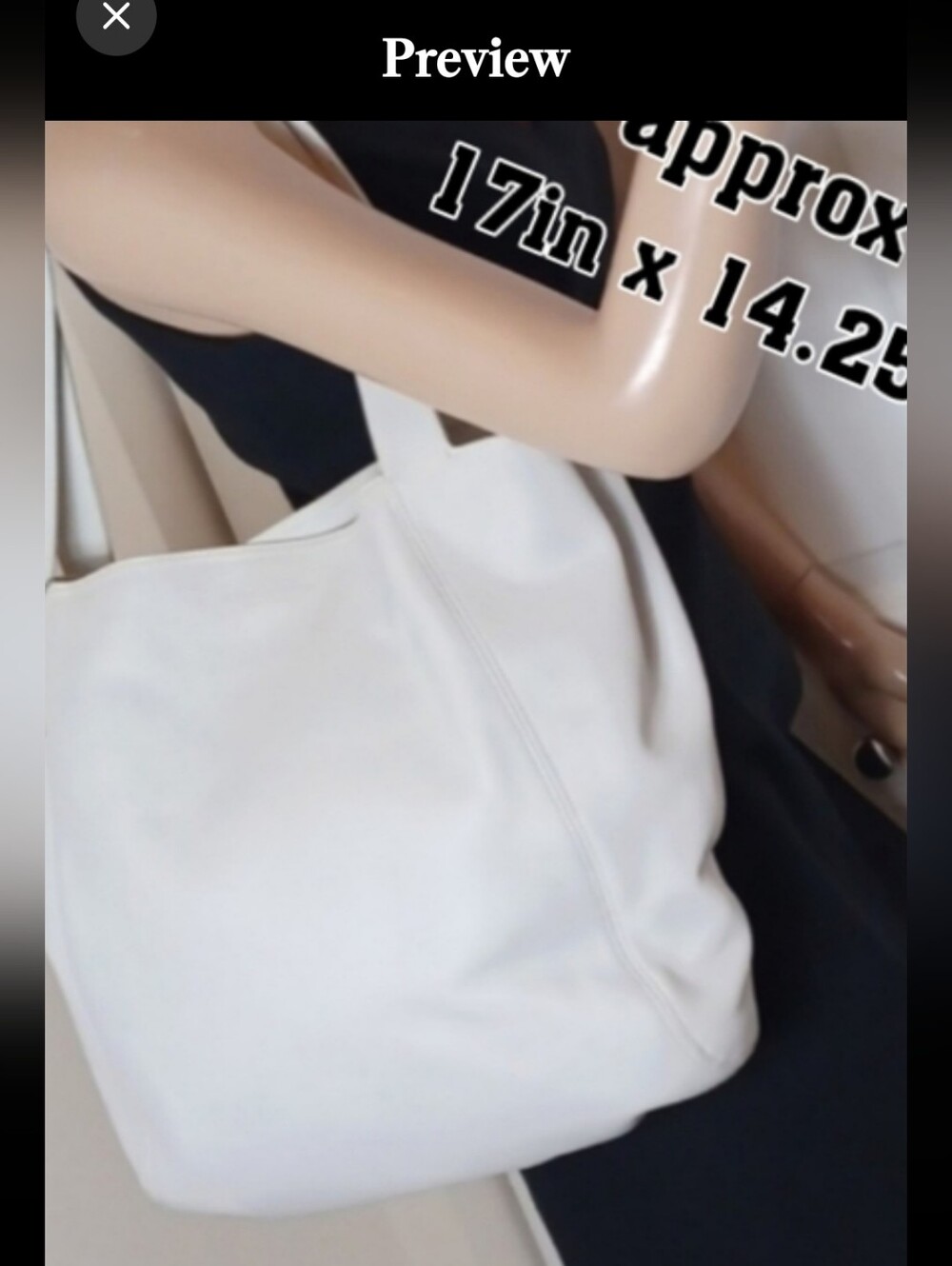 17in NEW,OLD STOCK 1998:VINTAGE COACH PURE WHITE LEXINGTON SHOPPER HOBO TOTE BAG